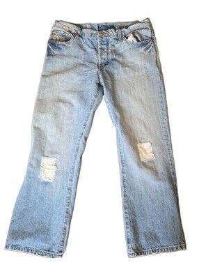 Y2k Bongo Button Fly Acid Wash Distressed straight Jeans 34x30